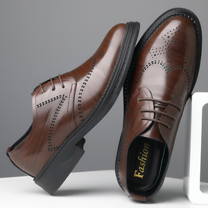 Chaussures habillées décontractées pour hommes, élégantes, à lacets, à bout pointu, rehaussantes, en microfibre respirante - Product Image 4