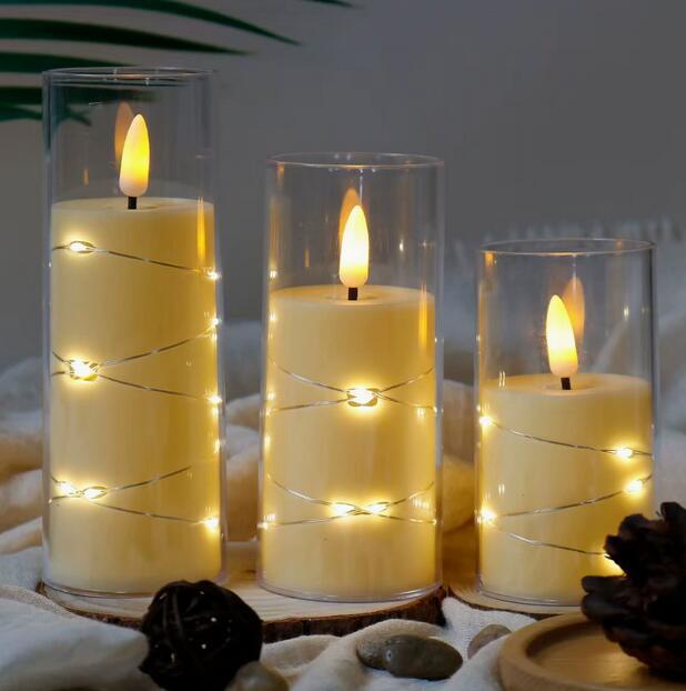 Candle with copper wire light