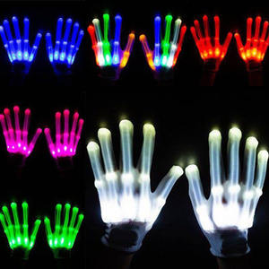 Gants squelette lumineux LED en gros, lumières de doigts multicolores, accessoires de fête rave, performance de danse, cadeau d'Halloween - Product Image 1