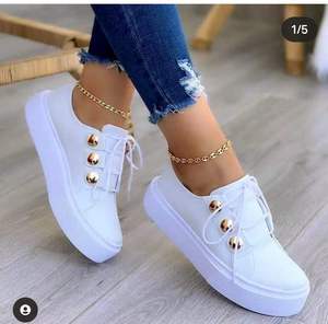 Zapatillas de <span class=keywords><strong>Tenis</strong></span> de Invierno para <span class=keywords><strong>Mujer</strong></span>, Diseño con Cordones, Color Sólido, Zapatos Casuales para Caminar con Suela Gruesa, Parte Superior de Cuero PU - Product Image 5