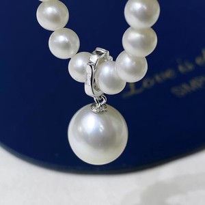 31235DIY S925 <b>Silver</b> Pendant with 10-13mm Round Beads Empty Buckle <b>Necklace</b> Pendant Accessory for <b>Pearl</b> <b>Necklaces</b> - Product Image 3