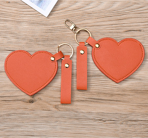 Porte-clés en cuir PU en forme de cœur avec logo personnalisé, miroir de poche portable pour sac à main, idéal pour les voyages - Product Image 4