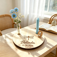 Dragonfly CustomWood Cadeau Fête des Mères OEM ODM Plaque Anniversaire 2-4 Ans Nom Âge Numéro Vase Porte-bougie Logo Personnalisé