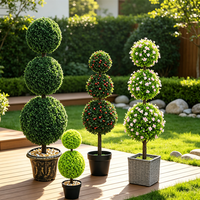 Arbre topiaire artificiel en buis à trois boules, plante grimpante en pot à trois sphères pour villas, hôtels, aménagements paysagers commerciaux et terrasses