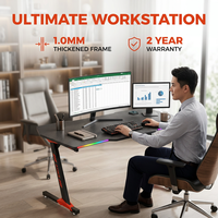 Bureau de jeu ergonomique AOR pour cybercafé et esports, avec effets RGB multiples, en matériau E0, vente en gros usine