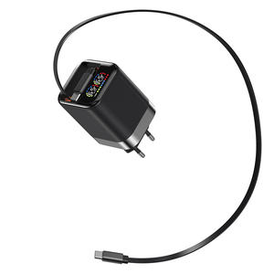 Cargador de pared múltiple retráctil súper rápido, mini cargador de teléfono con LED digital, cargador rápido GaN de 65W con cables retráctiles - Product Image 6