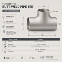 Conexión en T de Acero al Carbono Industrial para Soldadura a Tope, Pared Gruesa, Igual, ASME B16.9 SCH160 XXS, para Tuberías de Calderas de Alta Presión en Plantas de Energía