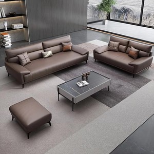 Divano in Pelle a 3 Posti di Design <span class=keywords><strong>Moderno</strong></span> <span class=keywords><strong>per</strong></span> <span class=keywords><strong>Soggiorno</strong></span> e Ufficio, Set di Mobili in Pelle <span class=keywords><strong>per</strong></span> Ufficio in Offerta - Product Image 4