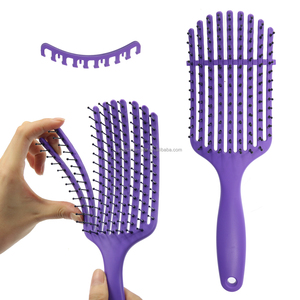 Private label new design 9 lines flexible comb tooth heat resistant nylon bristle detangling hair brush