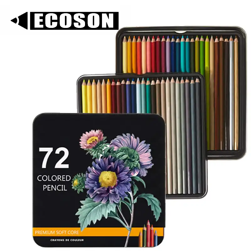 Kit de crayons de couleur à l'huile personnalisés, boîte à crayons écologiques FSC, 72 couleurs, dessin d'artiste, première qualité, en bois