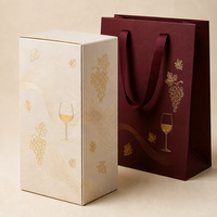 Boîte cadeau de luxe pour vin, écologique et recyclable, avec sac en papier artistique, fermoir magnétique, motif gaufré et pelliculage mat
