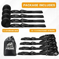 Sangle d'arrimage à cliquet Xstrap 4PK 1 pouce x 15 pieds avec crochets de sécurité pour le contrôle du fret
