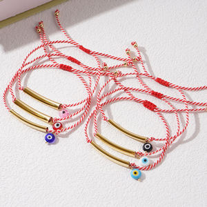 Go2boho tradisi tali merah putih tali busur berbentuk tembaga tabung mata jahat perhiasan 2024 trendi Yunani Maret gelang untuk wanita - Product Image 3