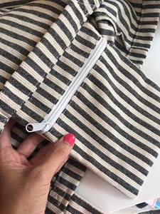 Bolsa de Playa de Lona para Mujer, Gran Capacidad, Diseño a Rayas, Cierre de Cremallera, Económica, de Algodón PC, con Logotipo Personalizado, para Uso Diario y Compras - Product Image 2