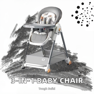 Chaise haute multifonctionnelle 3-en-1 de luxe pour bébé de 0 à 12 mois, siège balançoire pliable en PVC, à commande manuelle, grande taille - Product Image 3
