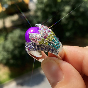Anello Vintage a Petalo Esagerato da Donna, Gioiello da Dito in Lega con Strass Completi, Regalo Trendy e di Carattere - Product Image 2