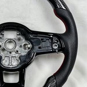 Volant en fibre de carbone adapté à la Volkswagen <span class=keywords><strong>Golf</strong></span> MK7 GTI <span class=keywords><strong>GTD</strong></span> R Gts R-Line Variant, cuir perforé double face - Product Image 3