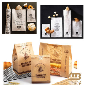 Sacchetto d'imballaggio del pane della carta Kraft dei biscotti dell'hamburger della Baguette del panino della ciambella della cera marrone bianca biodegradabile per alimento - Product Image 5