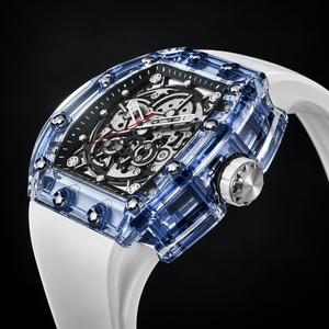 Montre mécanique personnalisée avec cristal saphir, tourbillon creux, bracelet en caoutchouc, résistante à l'eau, style minimaliste de luxe, unisexe - Product Image 4