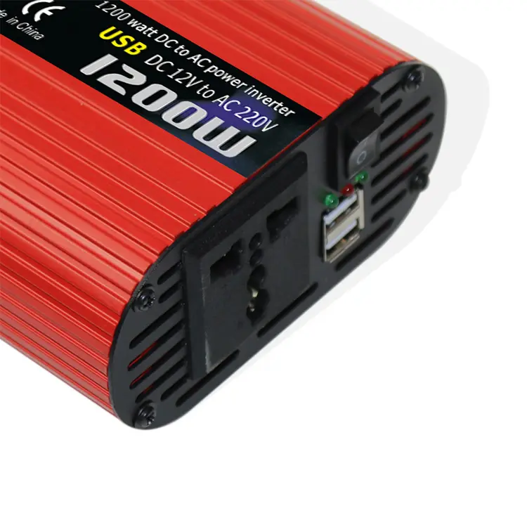Novo modelo dc 12v 24v para ac 110v 220v 1200W 2400w bateria luminosa recarregável inversor
