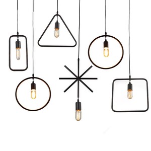 Pendentif décoratif Vintage en métal noir évider diverses formes E27 pour la maison - Product Image 2