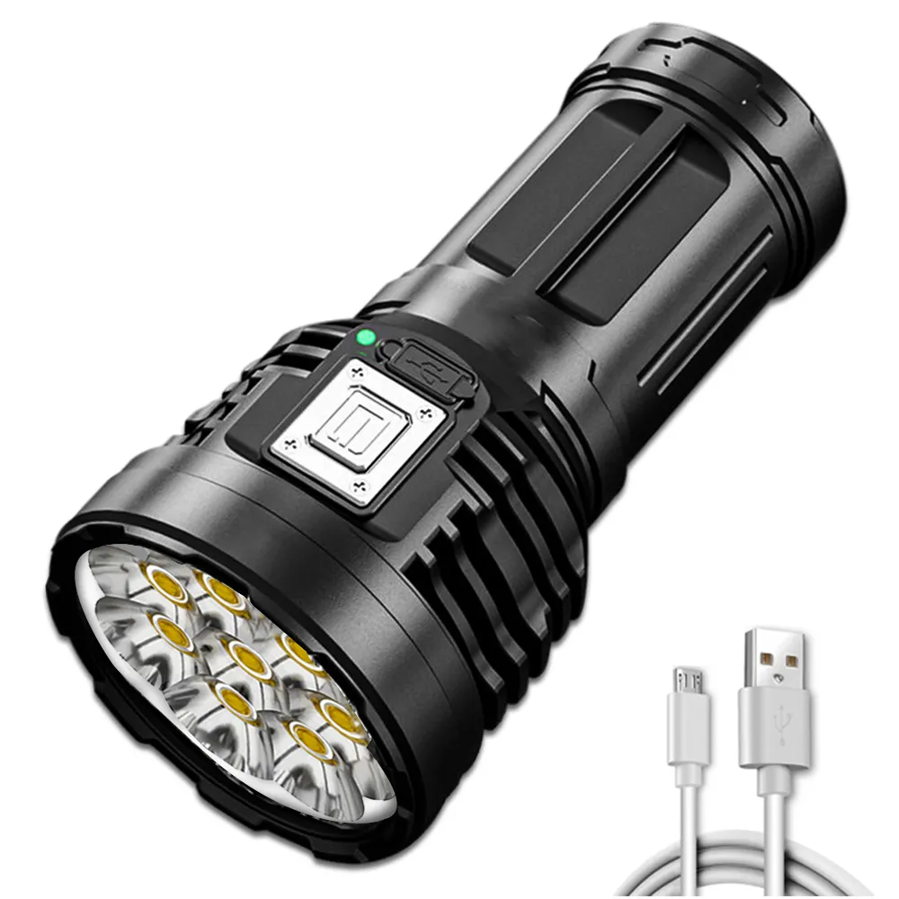Super Bright Flashlight Ultra Powerful Led Torch Light Rechargeable COB Side Light 4 Modes Outdoor Adventure Camping Lamp