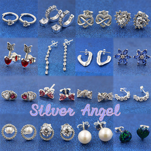 Boucles d'oreilles clous IPAN S925 en argent, motif <span class=keywords><strong>Dora</strong></span>, avec zircon et perle central, cadeau de luxe, vente directe usine - Product Image 1