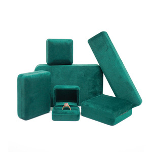 High Grade Green Packing Box Jewellery Velvet Luxury Velvet Jewelry Set Box Bracelets Necklaces Ring Packaging Boxes