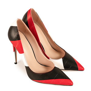 Escarpins à talons aiguilles pour femme, grande taille 47, coupe large, à bout pointu, avec nœud, patchwork, multicolores, élégants - Product Image 6