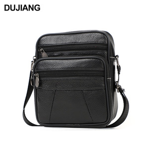 กระเป๋าคาดลำตัวผู้ชาย Dujiang หนังแท้ สีดำ ทนทาน ใช้ได้ทุกวัน - Product Image 1