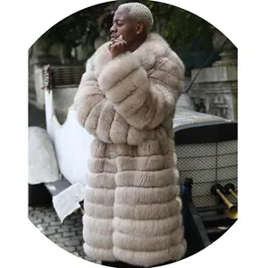 Winter Warm Custom Design Fashion Style Men Long Fox Fur Coat