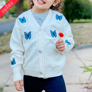 Cardigan del maglione Button-down della farfalla della ragazza su ordinazione di alta qualità di vendita calda - Product Image 6