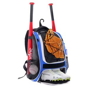 Sports <b>Backpack</b> Red <b>Black</b> Polyester Softback Zipper Closure Detachable Strap Unisex Casual Big Capacity Bat Holder - Product Image 6