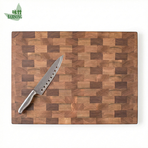 <span class=keywords><strong>Planche</strong></span> à découper double face en bambou à grain bout, bloc à découper en bois, ustensiles de cuisine avec côté pour fruits, légumes, viande, passe au lave-vaisselle - Product Image 1