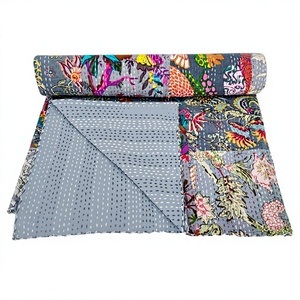 Couverture Kantha indienne faite à la main, couvre-lit Kantha indien, jeté de lit Kantha, couverture en coton Gudari Kantha, taille Queen/Twin, indienne - Product Image 1