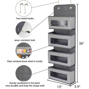 Organisateur mural de rangement de haute qualité, nouveau design, à suspendre sur la porte, avec poche transparente - Product Image 6