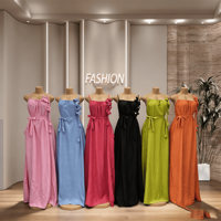 Nouvelle Robe de Soirée Tendance 2026 – Élégante Robe de Fête d'Été Sans Manches à Bretelles Dos Nu Couleur Unie avec Fleurs 3D pour Banquet