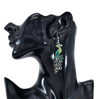 Boucles d'oreilles paon 12 couleurs pour femmes, pendantes bohèmes avec crochet, hypoallergéniques, style vintage, pour fêtes et occasions spéciales