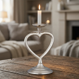 Accesorios de Decoración Navideña para el Hogar, Candelabro de Metal y Madera, Portavelas con Forma de Corazón, Ecológico y Económico de Fábrica - Product Image 1