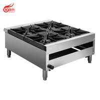 Cuisinière professionnelle en acier inoxydable robuste pour cuisine commerciale, 4 brûleurs, plaque chauffante à gaz en fonte GHP-4W