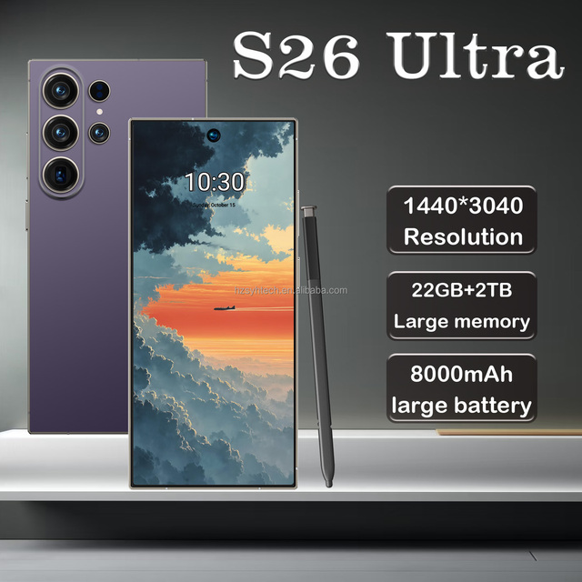Stable Performance S26 Ulatra 5G Smartphone 22GB+1TB Large Storage 6.9" Full Screen 8000mAh Large Battery Phone Factory Price