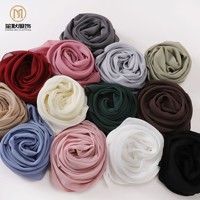 Voile Hijab en Mousseline de Soie Perlée 75D, Châle Uni du Moyen-Orient, Foulard Confortable Personnalisé pour Femme, Malaisie, 110*110cm