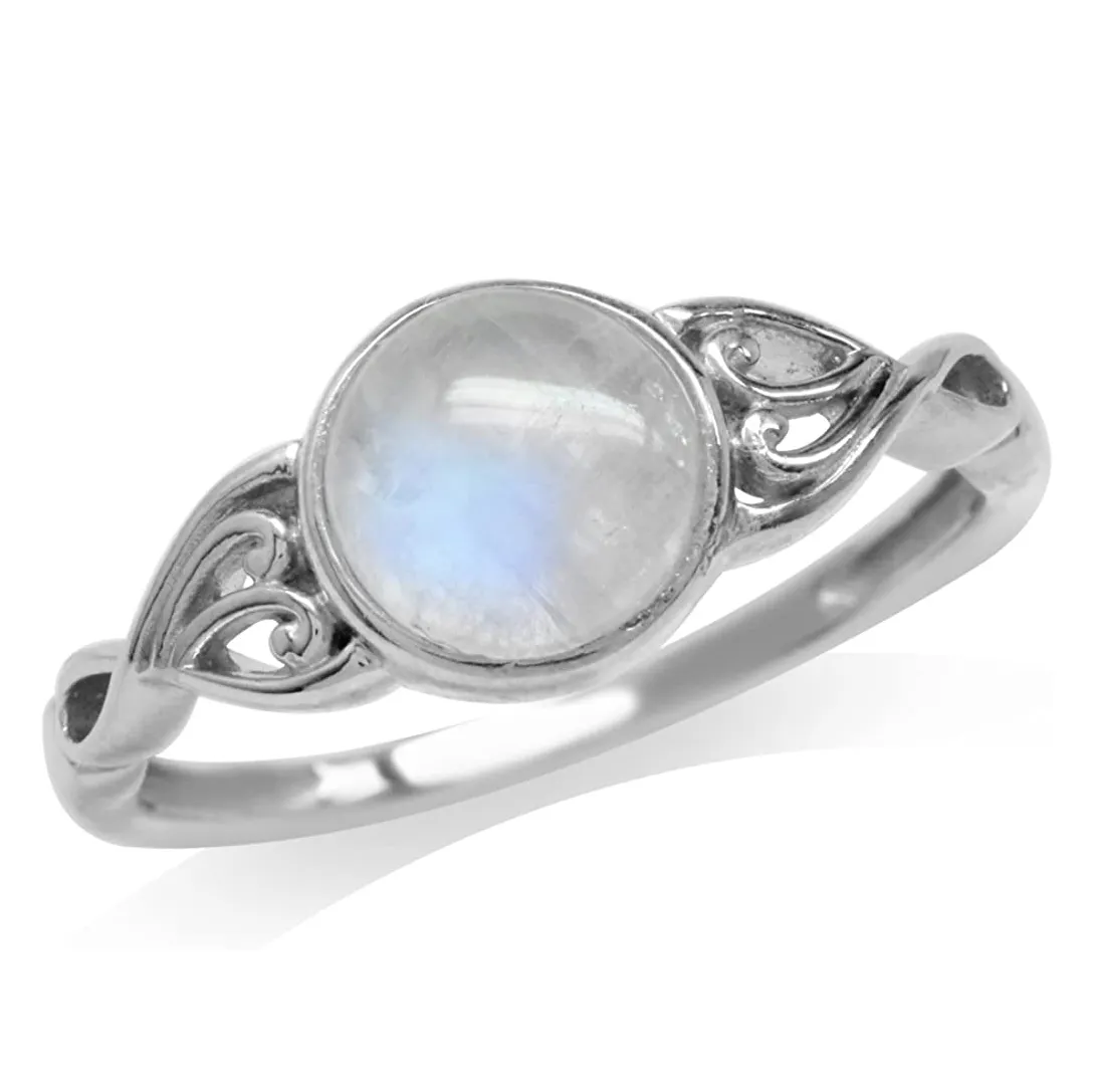 Moonstone Natural anillo de Plata de Ley 925 de estilo victoriano anillo de piedra de luna de plata anillo de Plata de Ley 925