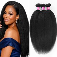 Cheveux Indiens Bruts Non Transformés, Cuticules Alignées, Raides Crépus, Bundles de Cheveux Humains, Cheveux Yaki Grossiers, Vente en Gros, Fournisseur Populaire