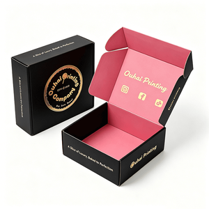 Boîte d'expédition en carton ondulé avec logo en feuille d'or et icônes de réseaux sociaux imprimées, cartons pliables pour l'emballage de marques cosmétiques - Product Image 1