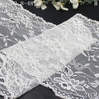 Pita renda elastis putih berkualitas baik, lebar 21cm, lembut & nyaman, motif bunga, untuk pakaian dalam wanita