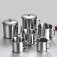 Gobelet à eau portable sans couvercle, simple paroi, en acier inoxydable 304SS, sans BPA, écologique, avec poignée, pour lait, café, classique