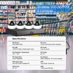 Kit de Cámara WiFi Tuya de 4 Canales y 3MP, NVR Inalámbrico con Instalación Fácil, Sin Cables, Larga Distancia, Anti-Interferencias - Product Image 2