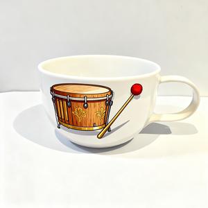 Taza de café de porcelana de cerámica hecha a mano personalizada con patrón de foto de kettledrum pintado a mano, regalo de vacaciones perfecto - Product Image 1