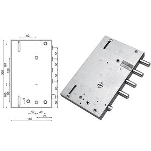 Cerradura de puerta de seguridad blindada izquierda Mottura B 89.561.GS3 - Product Image 1